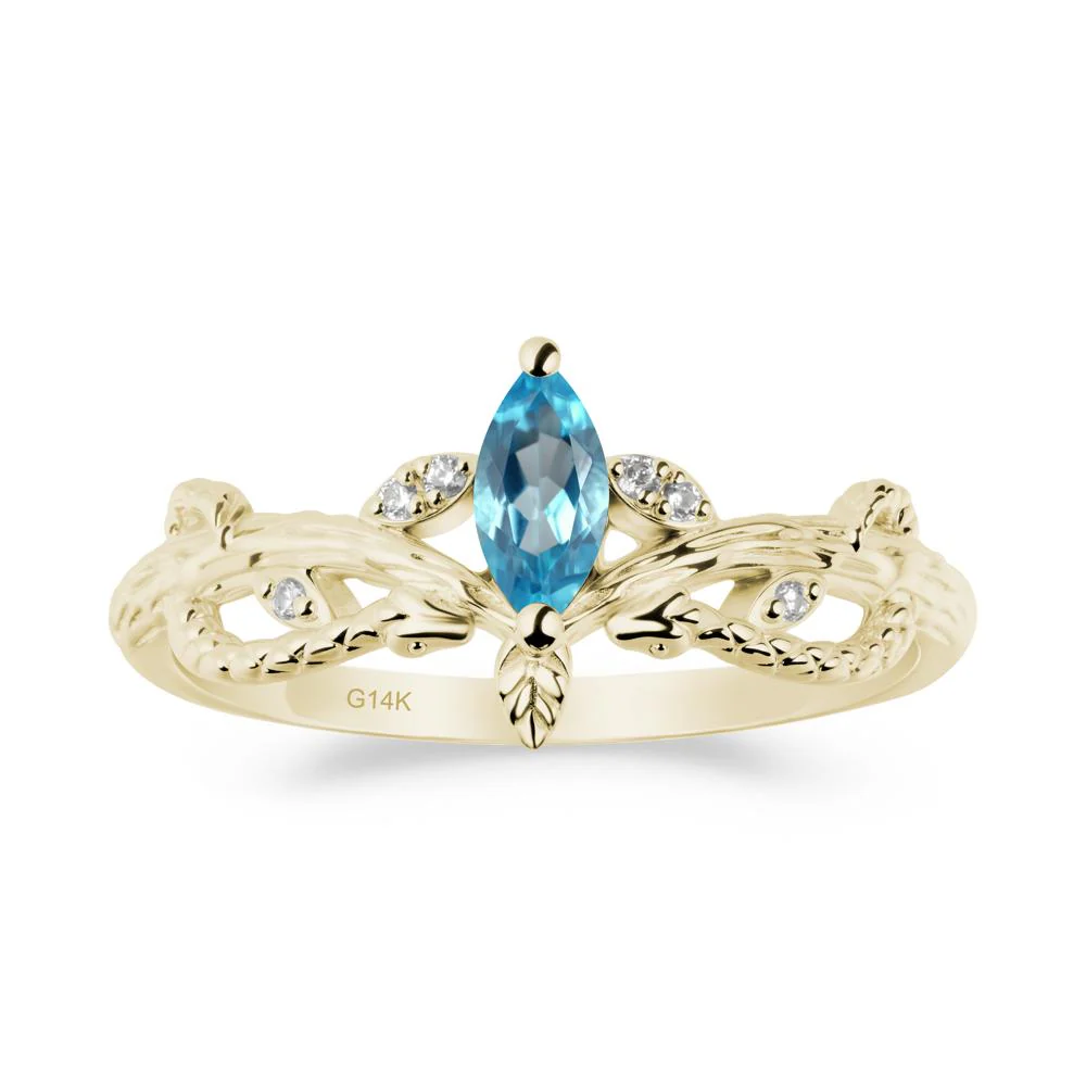 Snake Inspired Marquise Swiss Blue Topaz Ring - Image 4