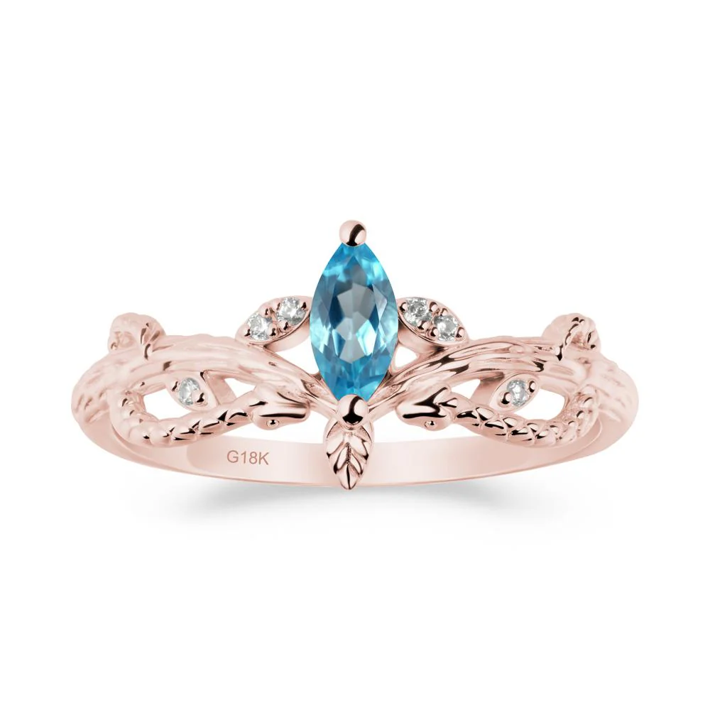 Snake Inspired Marquise Swiss Blue Topaz Ring - Image 5