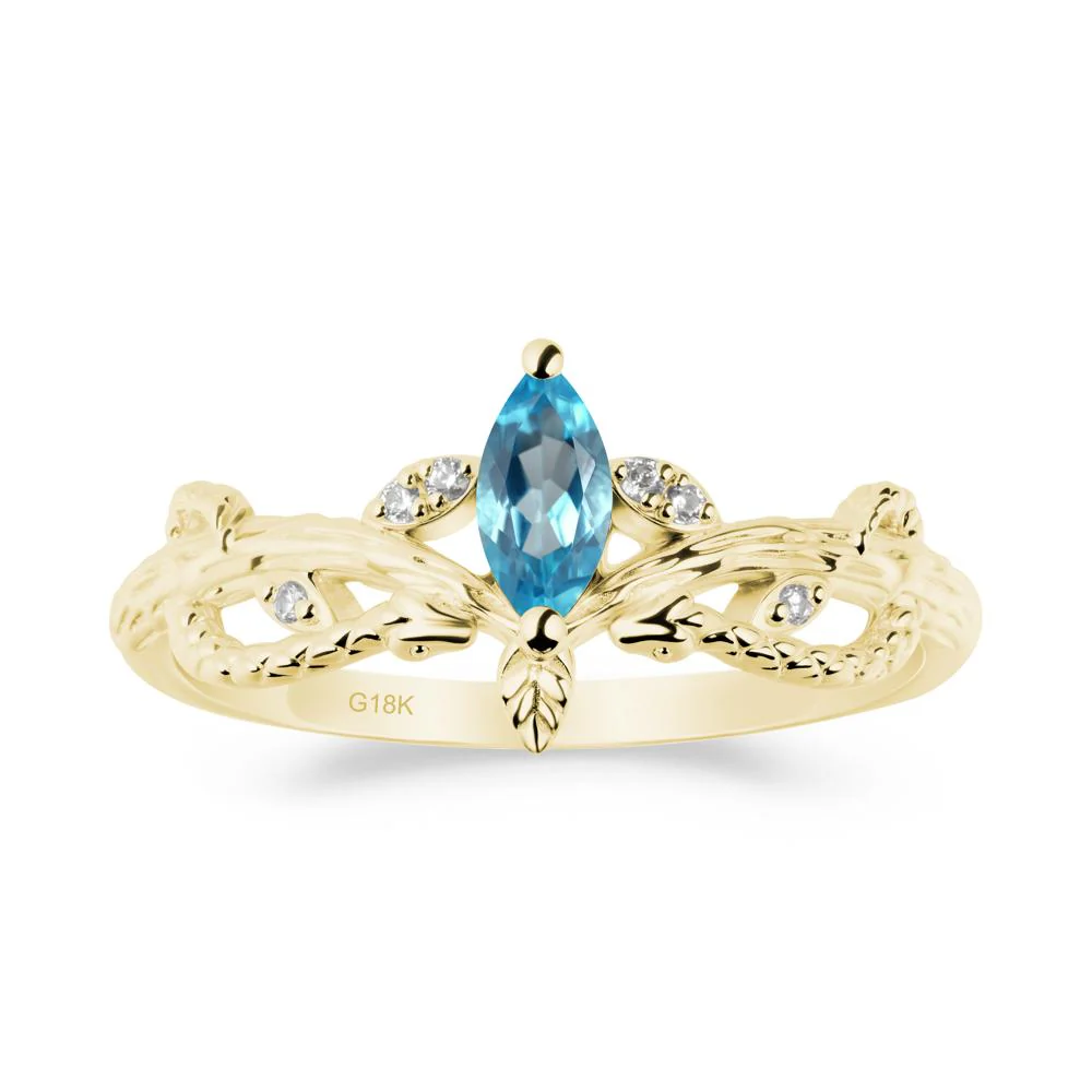 Snake Inspired Marquise Swiss Blue Topaz Ring - Image 7