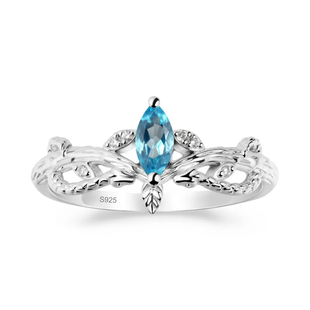 Snake Inspired Marquise Swiss Blue Topaz Ring - Image 9