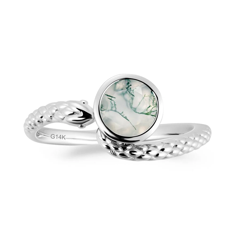 Snake Wrap Moss Agate Ring - Image 6