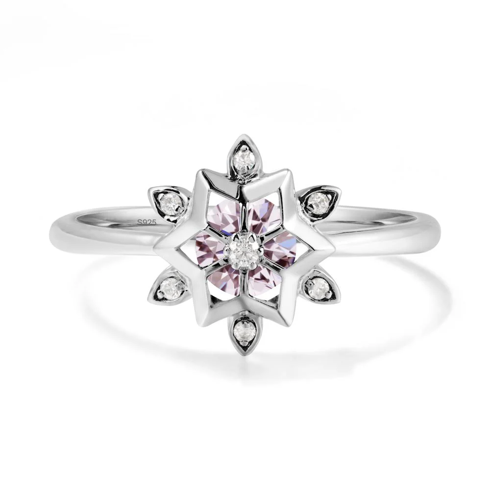 Snowflake Pink Cubic Zirconia Ring
