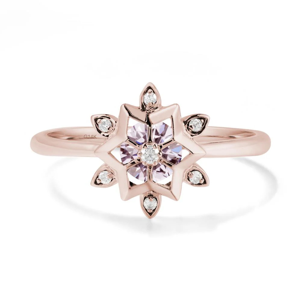 Snowflake Pink Cubic Zirconia Ring - Image 2