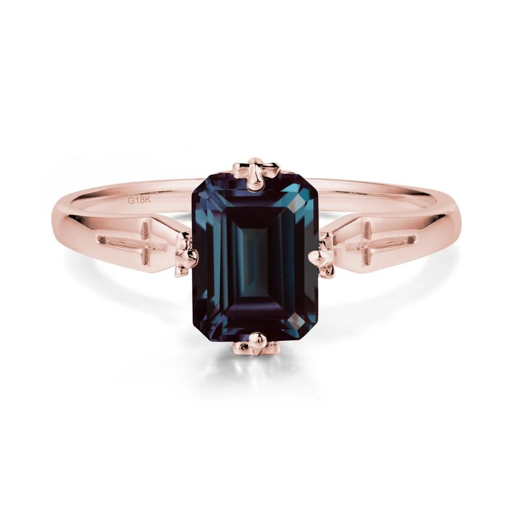 Solitaire Alexandrite Gothic Cross Ring - Image 4