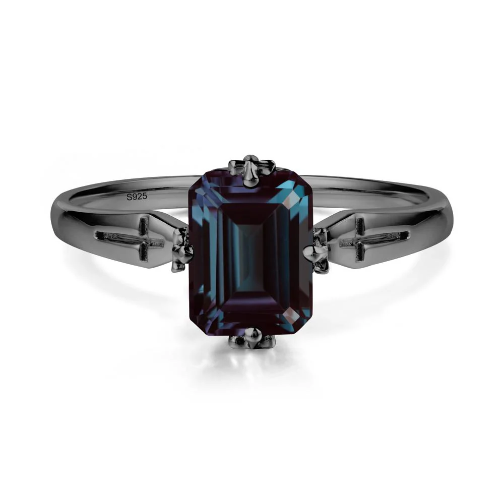 Solitaire Alexandrite Gothic Cross Ring - Image 7