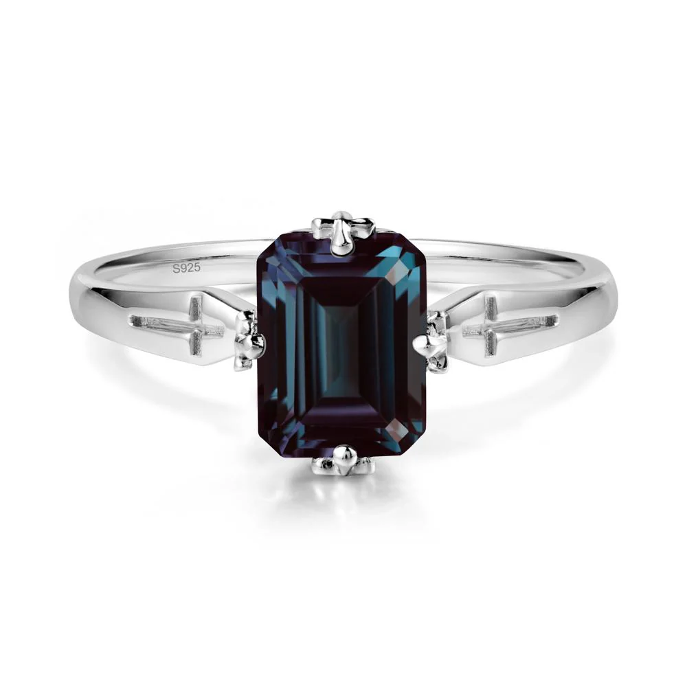 Solitaire Alexandrite Gothic Cross Ring - Image 9