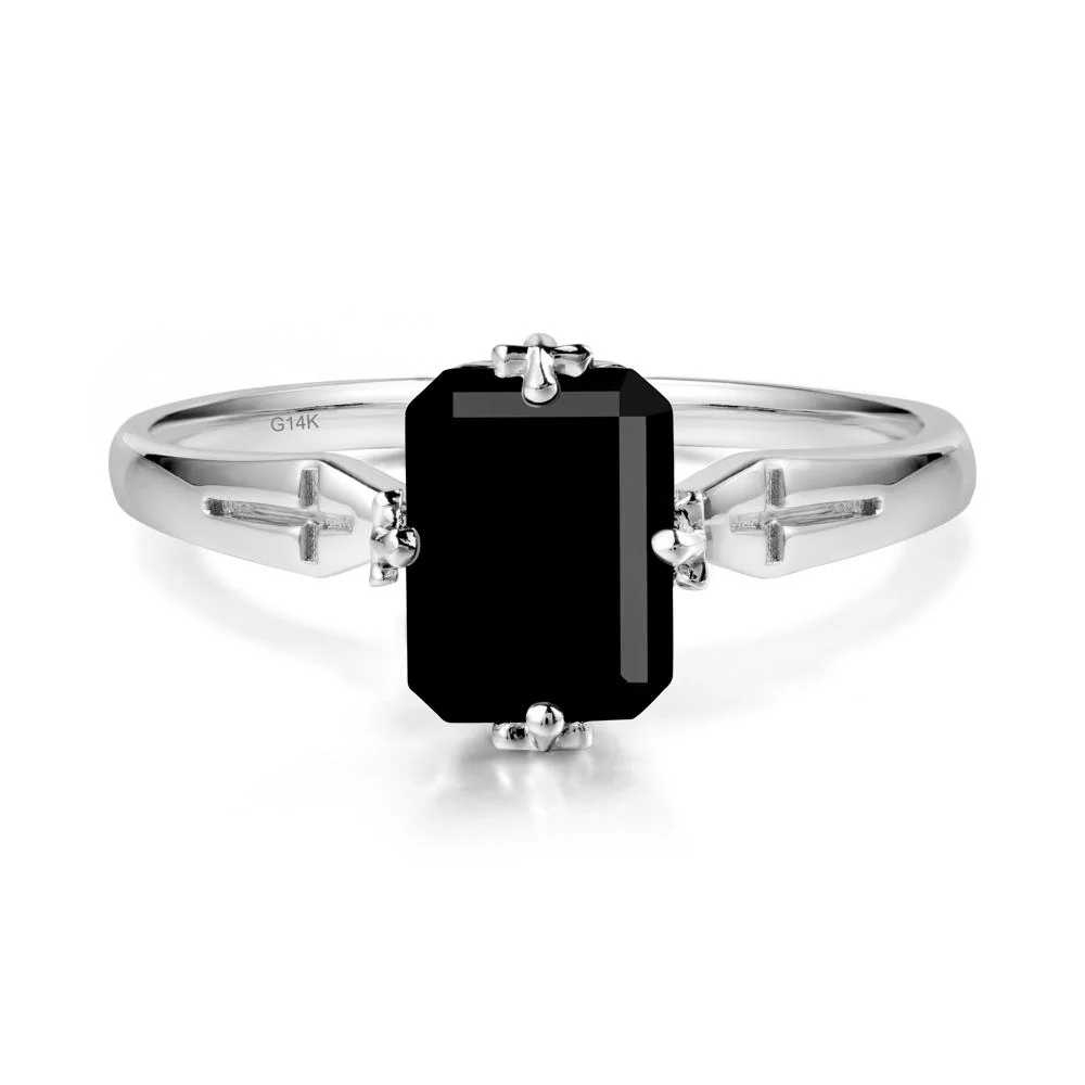 Solitaire Black Spinel Gothic Cross Ring