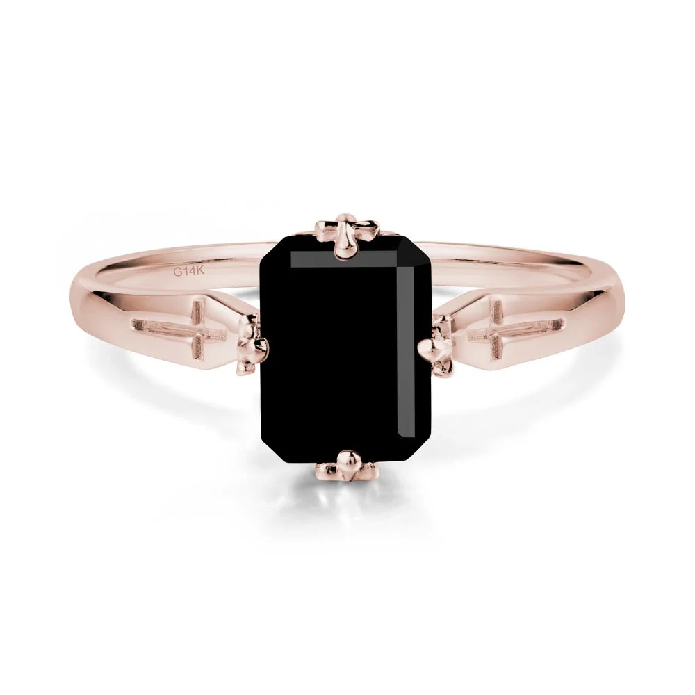 Solitaire Black Spinel Gothic Cross Ring - Image 2