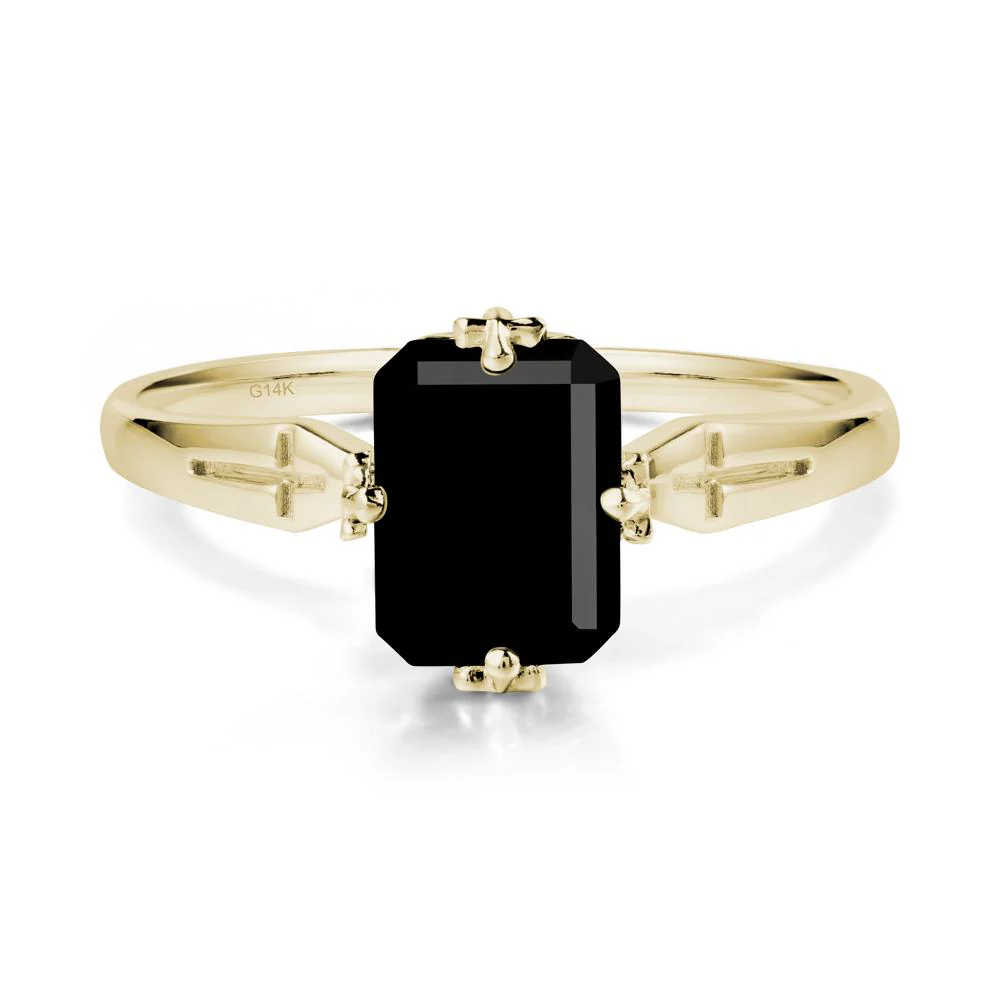 Solitaire Black Spinel Gothic Cross Ring - Image 3