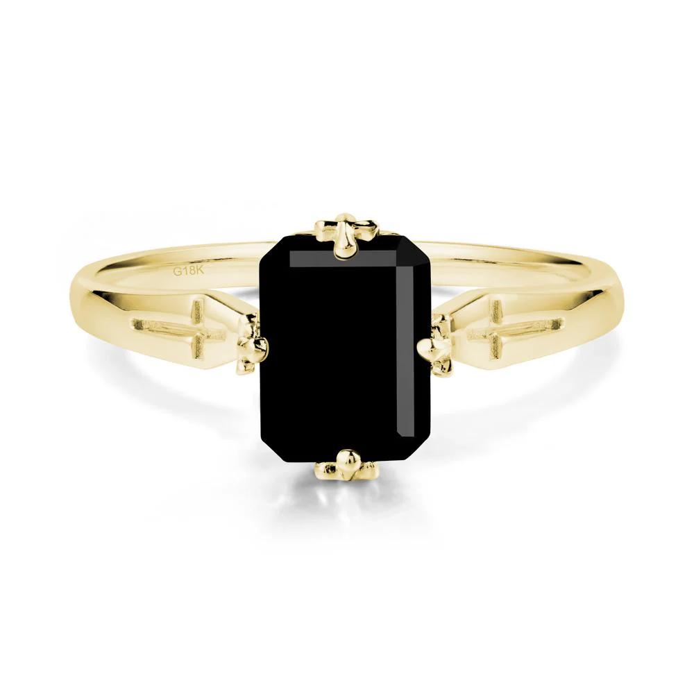 Solitaire Black Spinel Gothic Cross Ring - Image 6