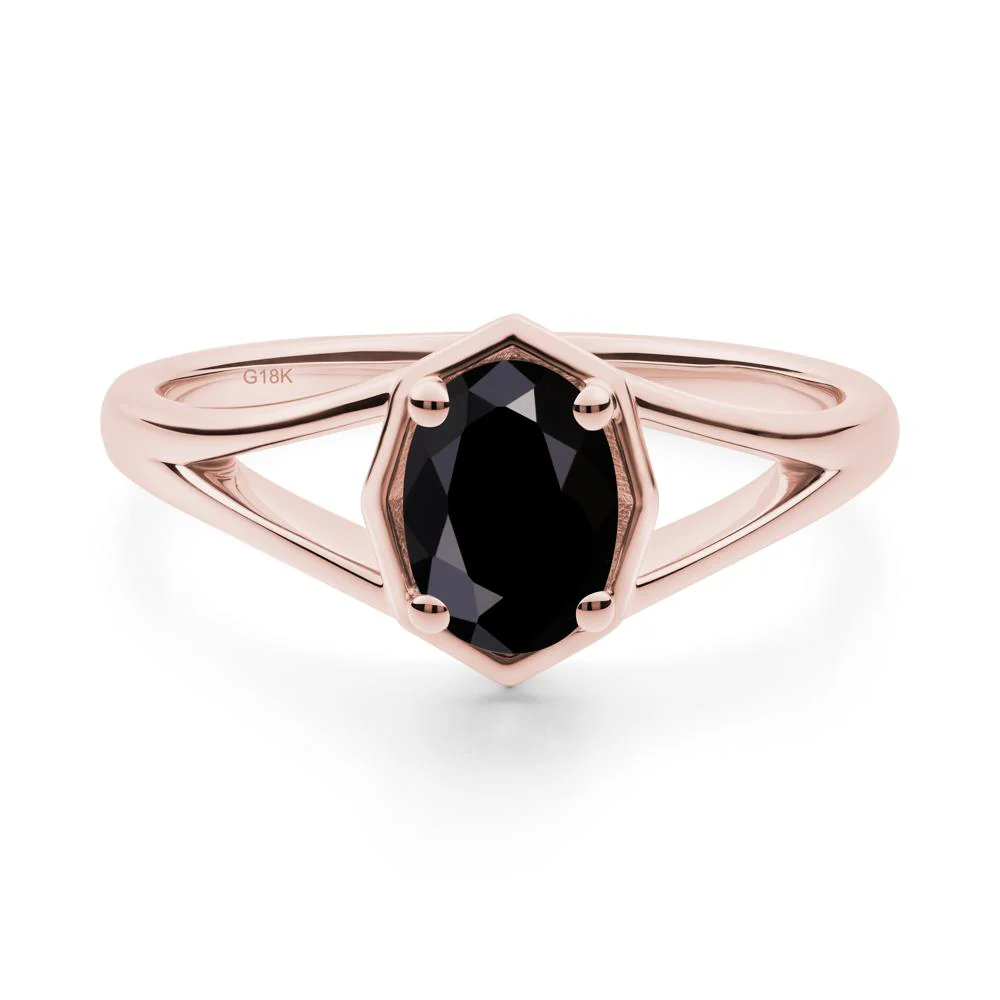 Solitaire Black Spinel Ring with Octagon Frame - Image 5
