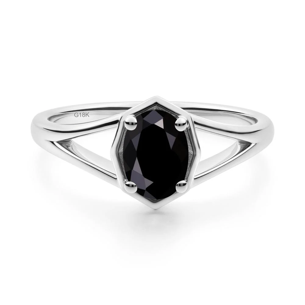 Solitaire Black Spinel Ring with Octagon Frame - Image 6