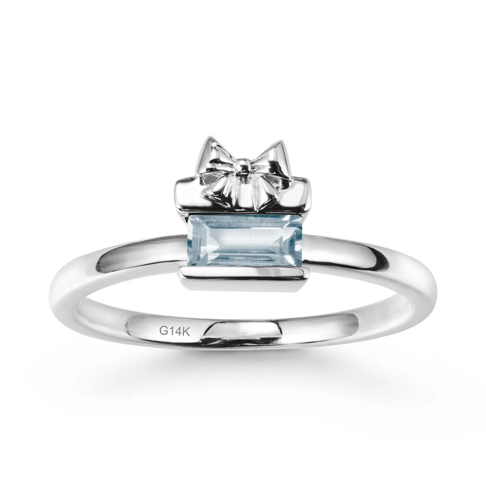 Solitaire Bow Knot Aquamarine Ring - Image 3