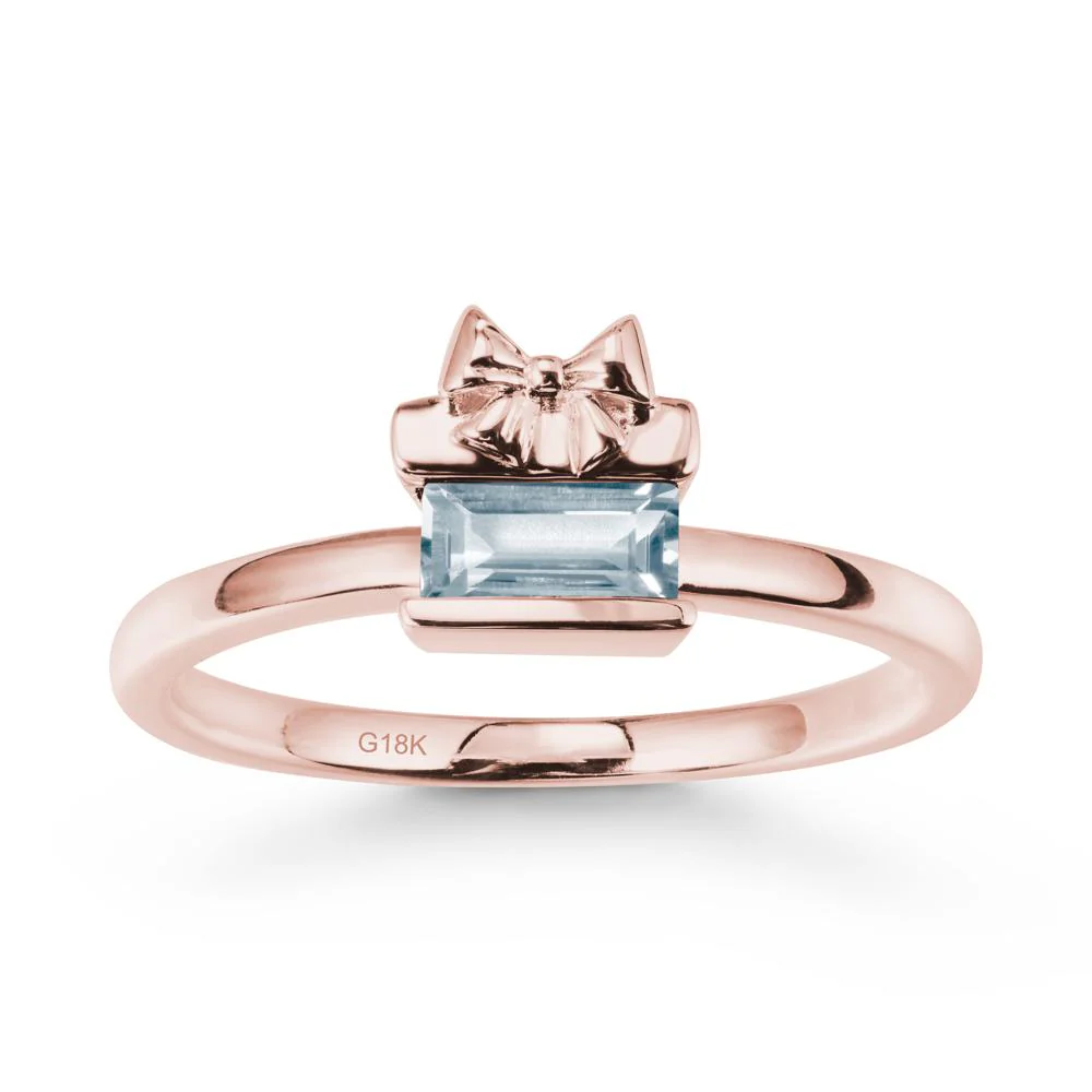 Solitaire Bow Knot Aquamarine Ring - Image 5
