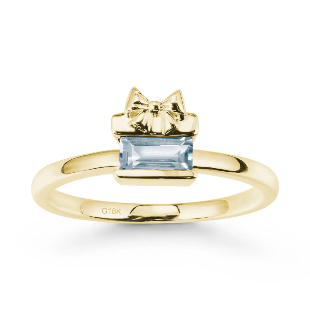 Solitaire Bow Knot Aquamarine Ring - Image 7