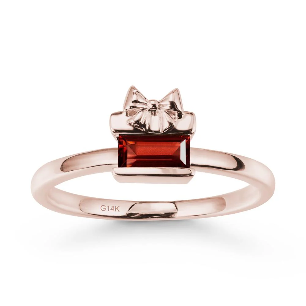 Solitaire Bow Knot Garnet Ring - Image 2