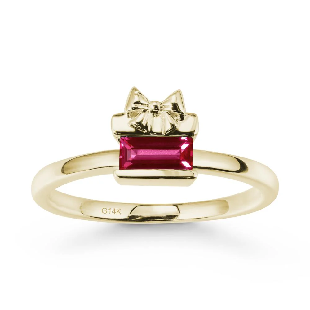Solitaire Bow Knot Ruby Ring