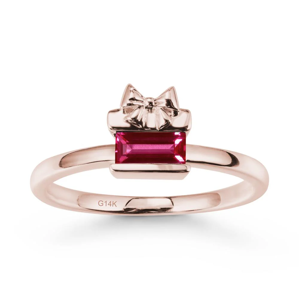 Solitaire Bow Knot Ruby Ring - Image 2