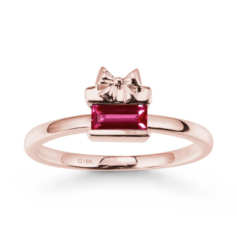 Solitaire Bow Knot Ruby Ring - Image 4
