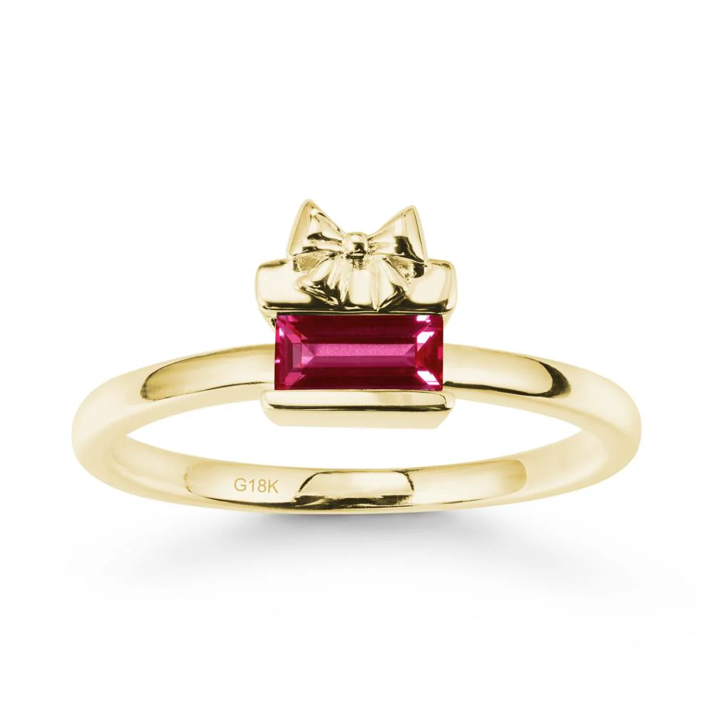 Solitaire Bow Knot Ruby Ring - Image 6