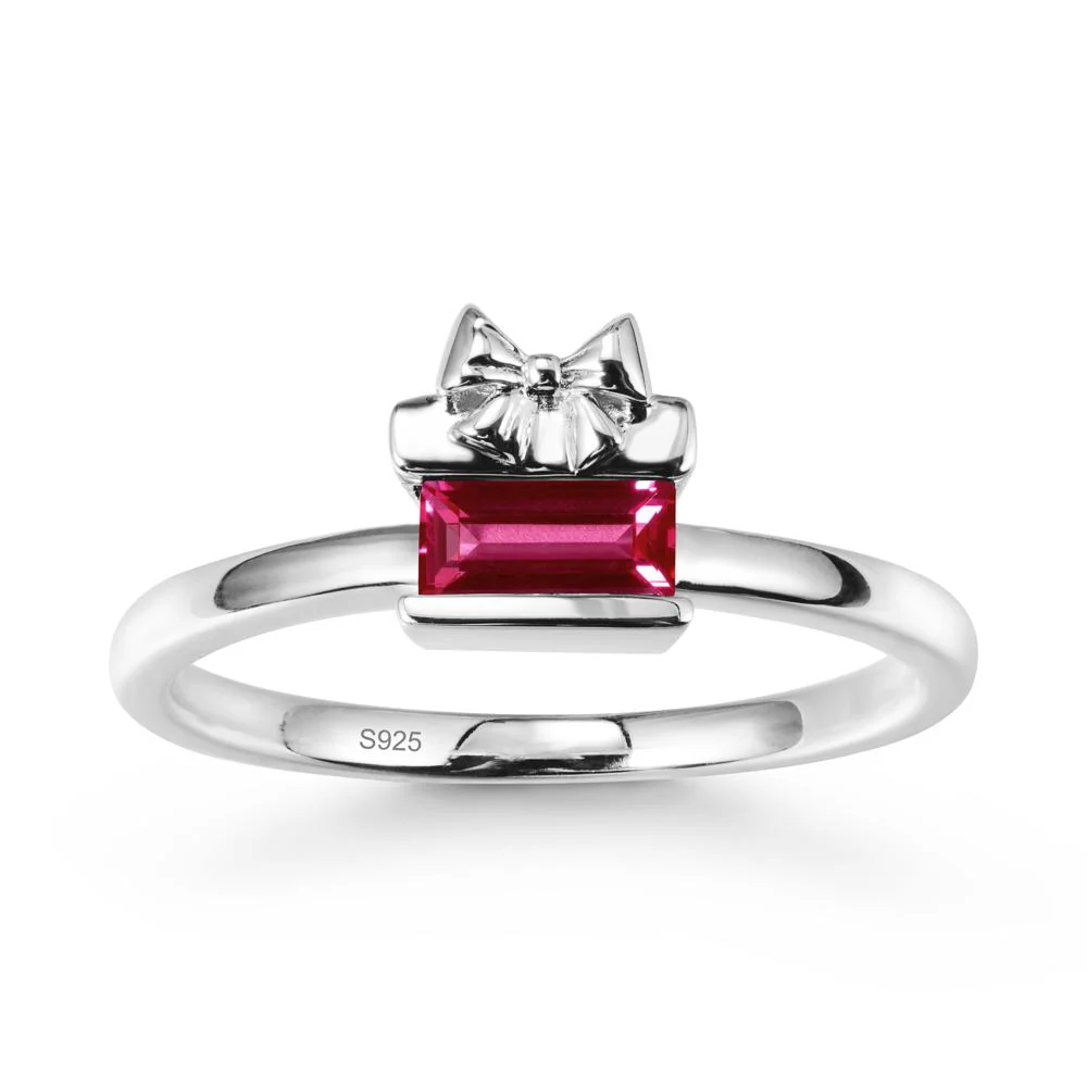 Solitaire Bow Knot Ruby Ring - Image 9