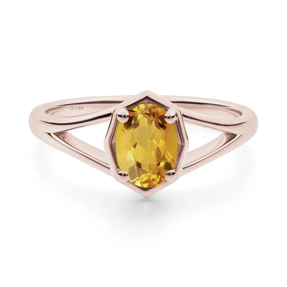 Solitaire Citrine Ring with Octagon Frame - Image 2