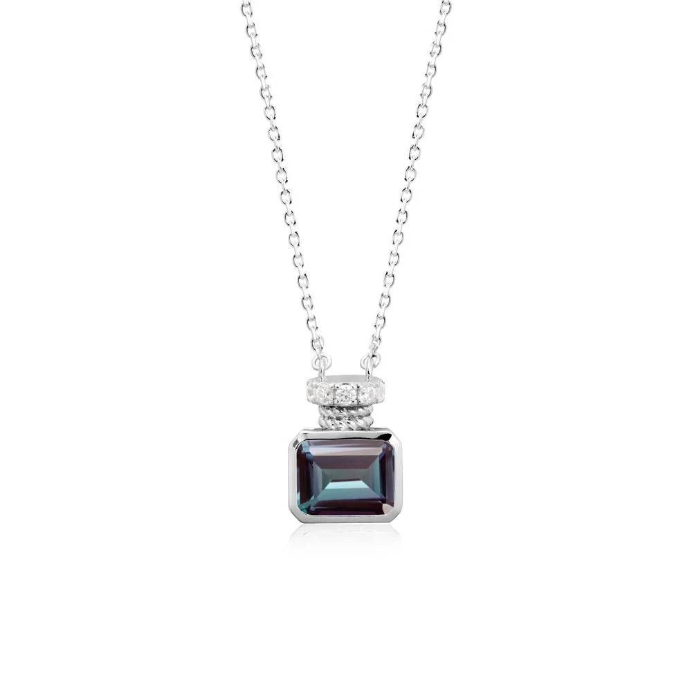 Solitaire Emerald Cut Alexandrite Necklace - Image 3