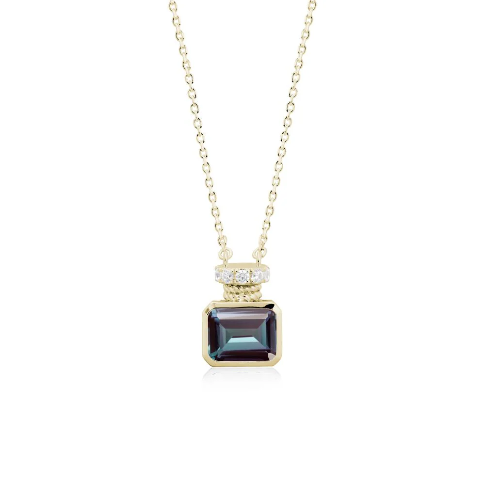 Solitaire Emerald Cut Alexandrite Necklace - Image 4