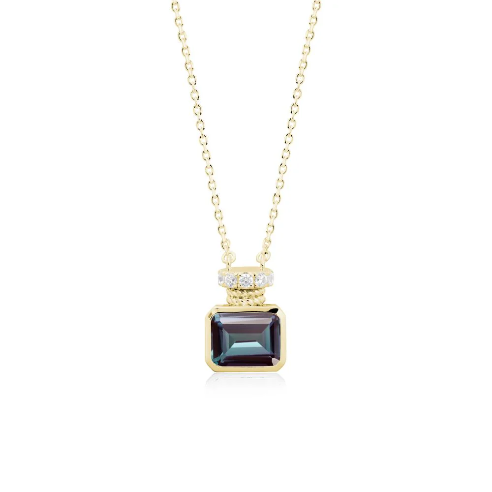 Solitaire Emerald Cut Alexandrite Necklace - Image 7