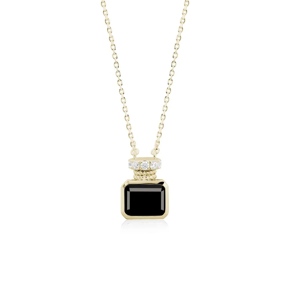 Solitaire Emerald Cut Black Spinel Necklace