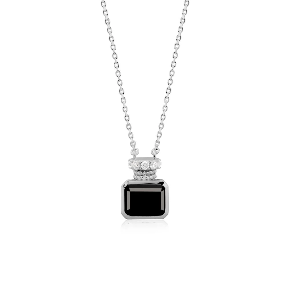Solitaire Emerald Cut Black Spinel Necklace - Image 8