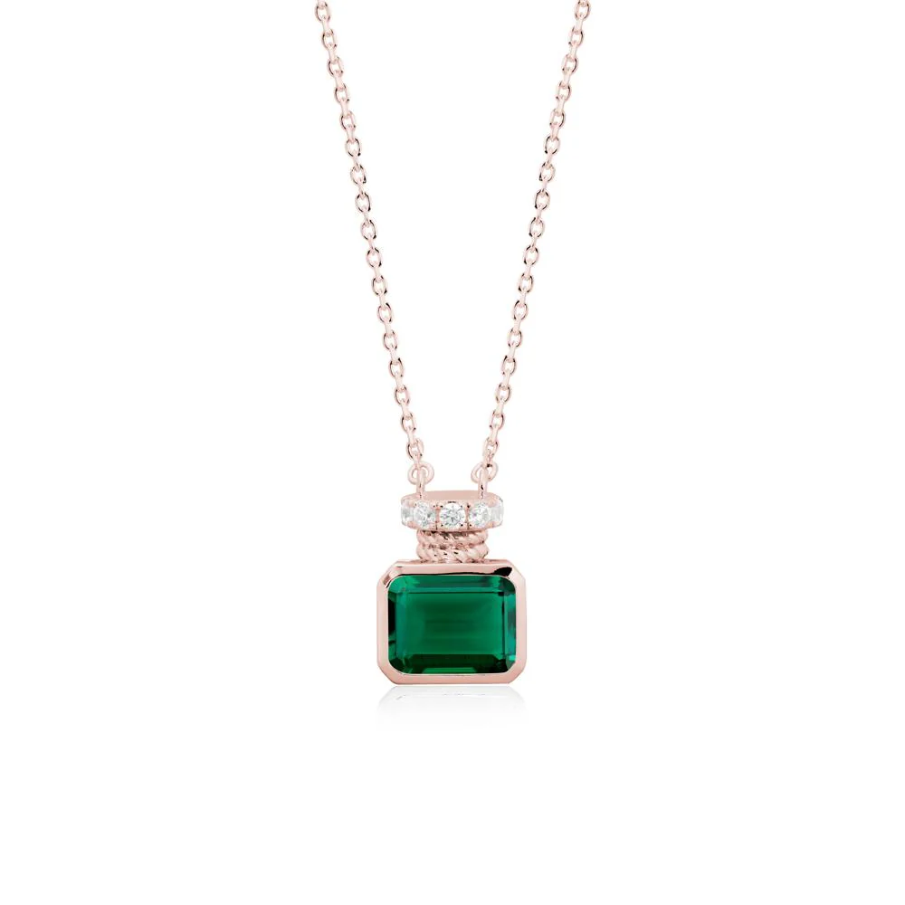 Solitaire Emerald Cut Emerald Necklace - Image 5