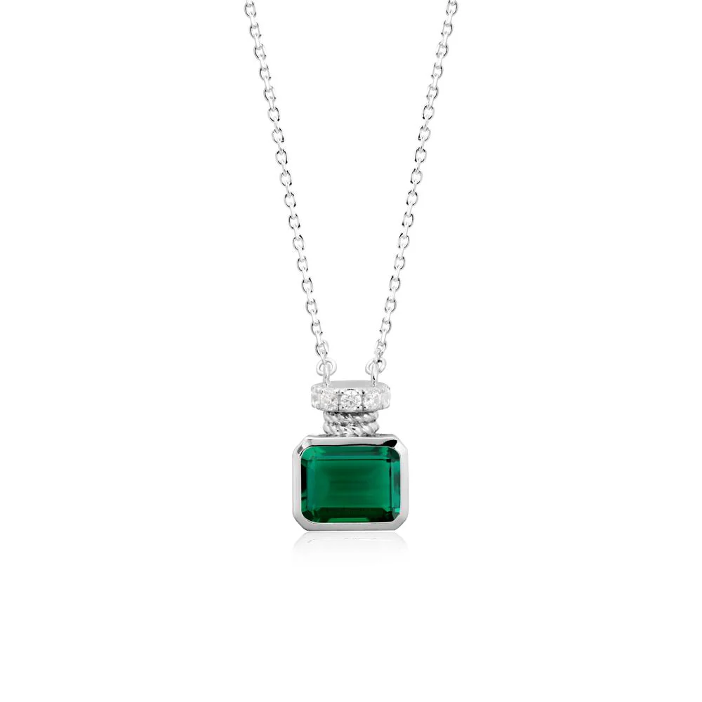 Solitaire Emerald Cut Emerald Necklace - Image 6