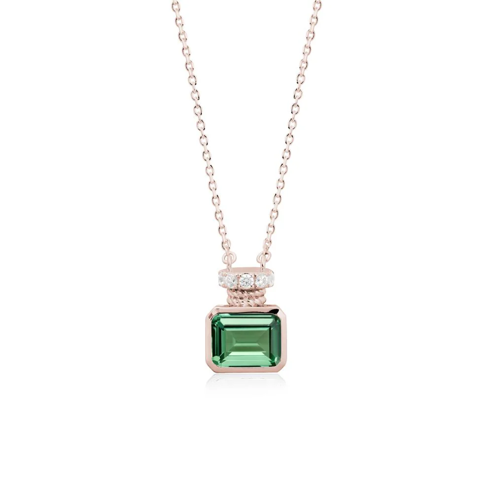 Solitaire Emerald Cut Green Sapphire Necklace - Image 2