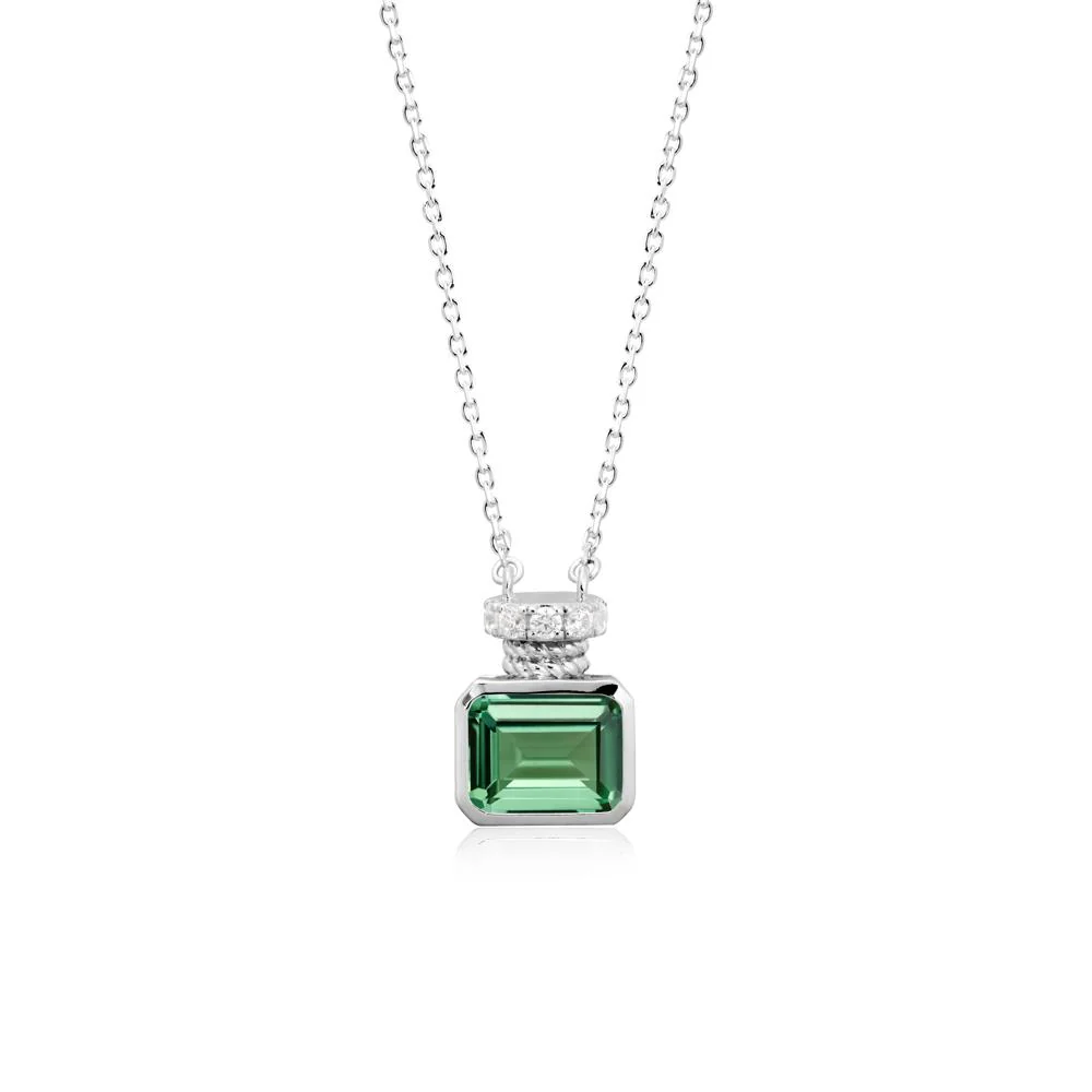Solitaire Emerald Cut Green Sapphire Necklace - Image 6