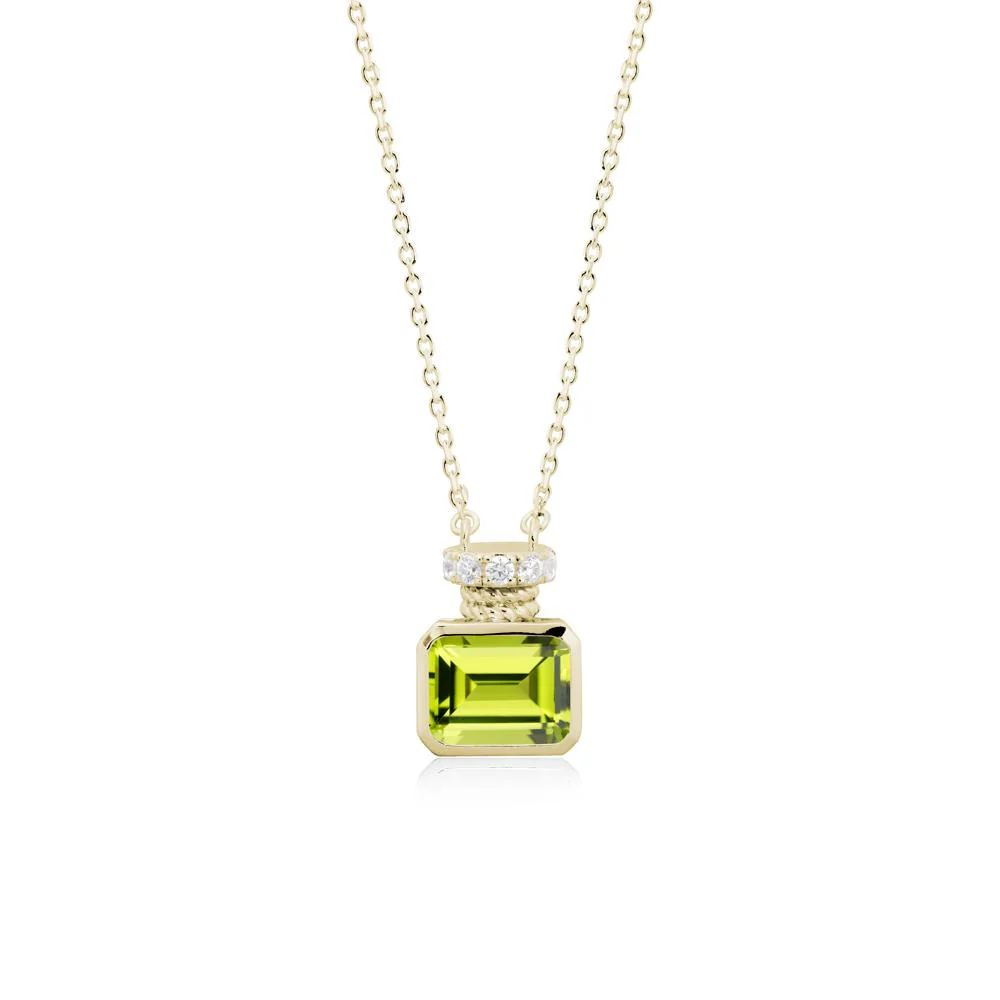 Solitaire Emerald Cut Peridot Necklace - Image 3