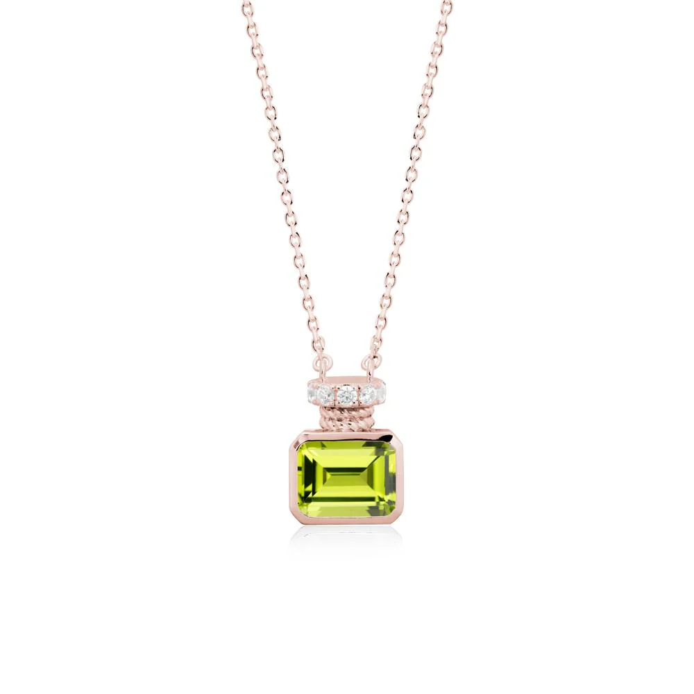 Solitaire Emerald Cut Peridot Necklace - Image 4