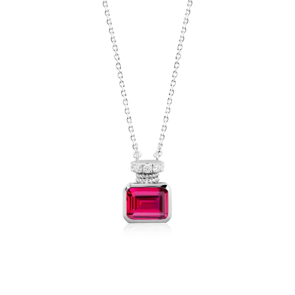 Solitaire Emerald Cut Ruby Necklace - Image 9