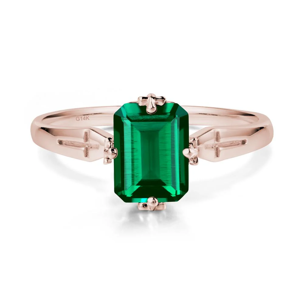 Solitaire Emerald Gothic Cross Ring - Image 2