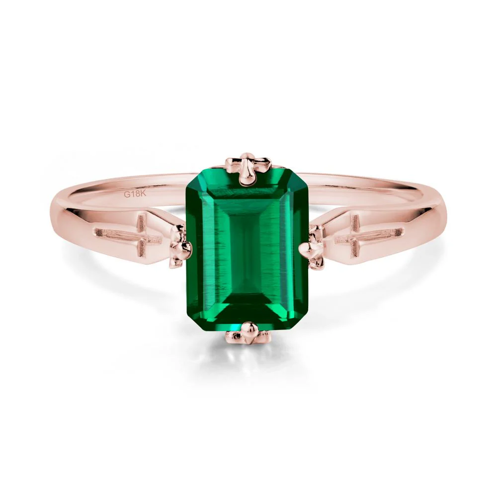 Solitaire Emerald Gothic Cross Ring - Image 4