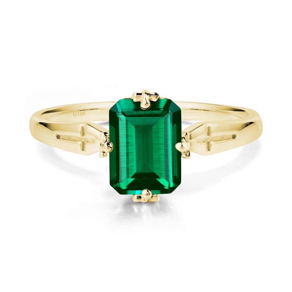 Solitaire Emerald Gothic Cross Ring - Image 6