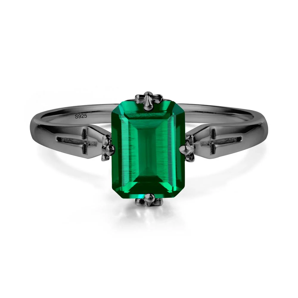Solitaire Emerald Gothic Cross Ring - Image 7