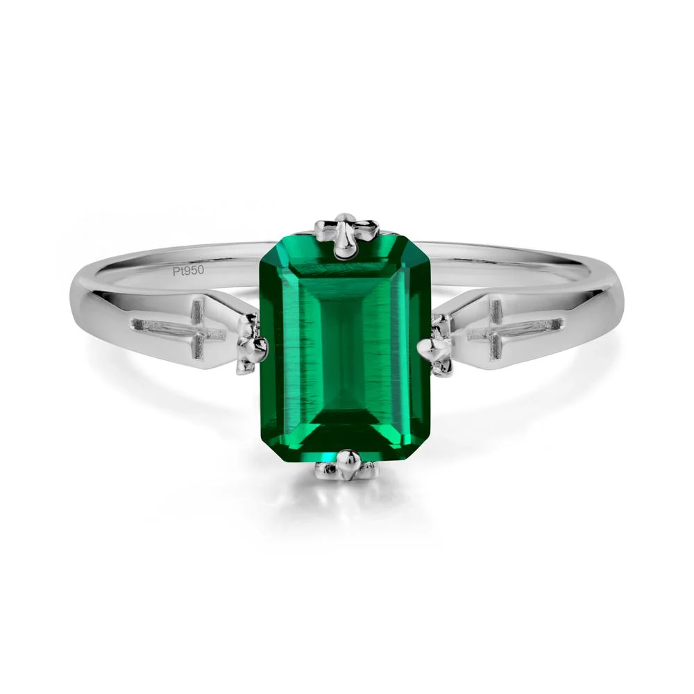 Solitaire Emerald Gothic Cross Ring - Image 8