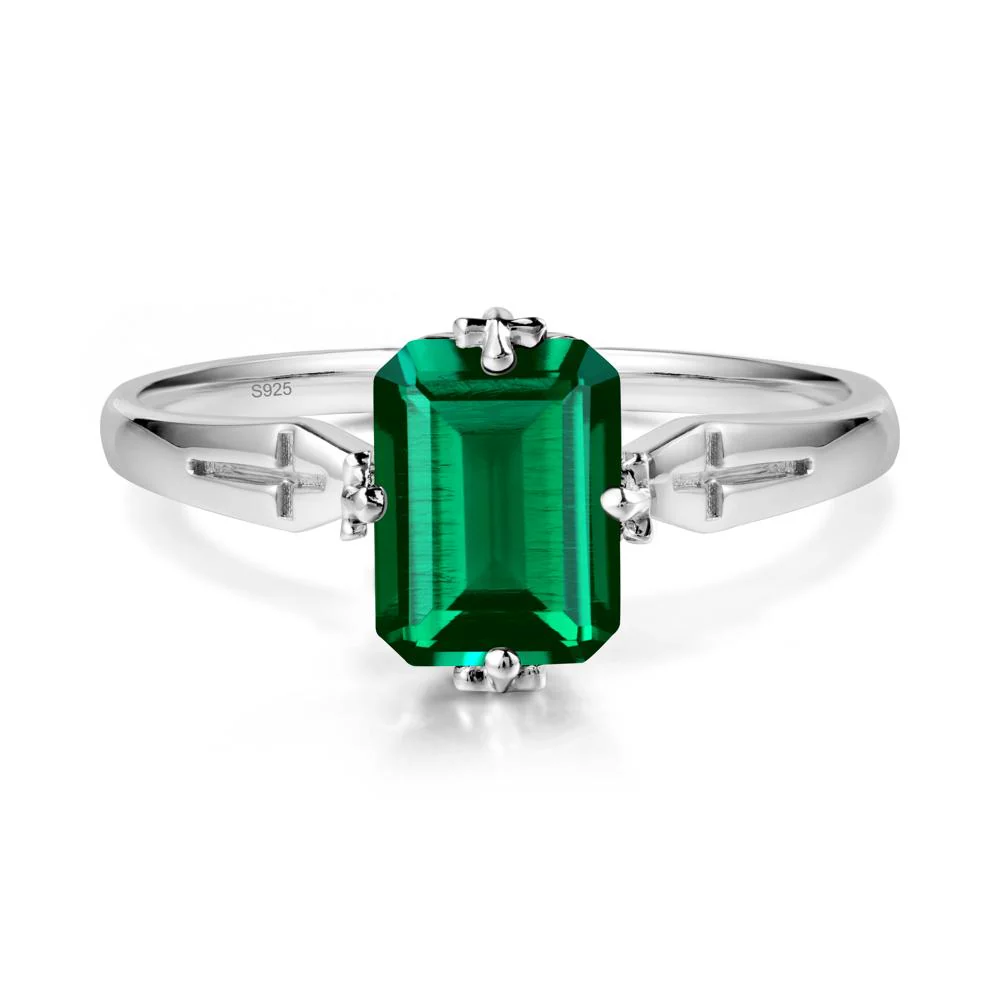 Solitaire Emerald Gothic Cross Ring - Image 9