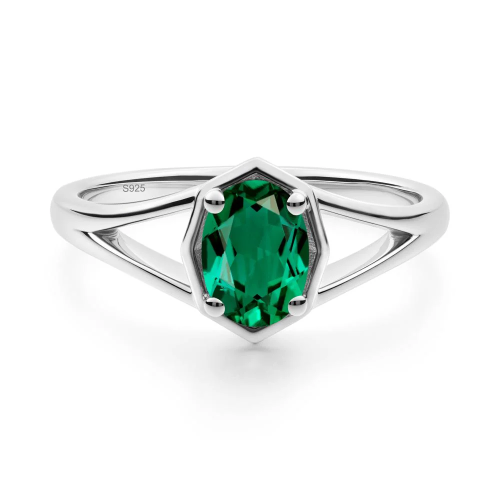 Solitaire Emerald Ring with Octagon Frame - Image 2