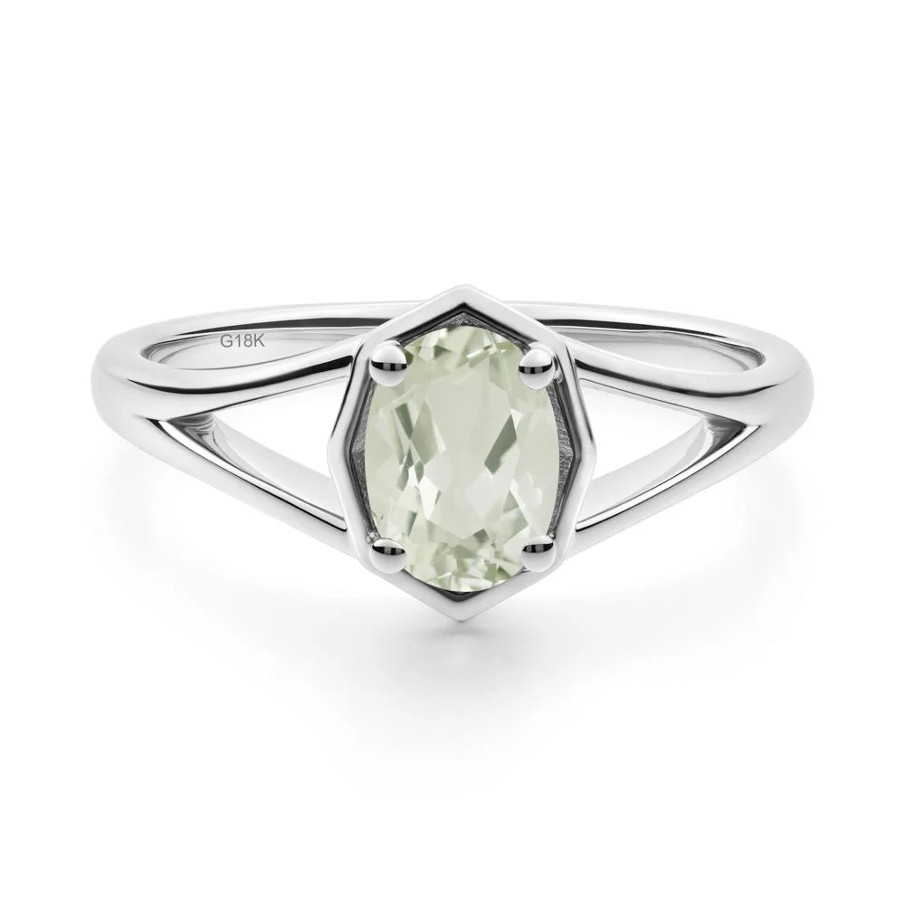 Solitaire Green Amethyst Ring with Octagon Frame - Image 4