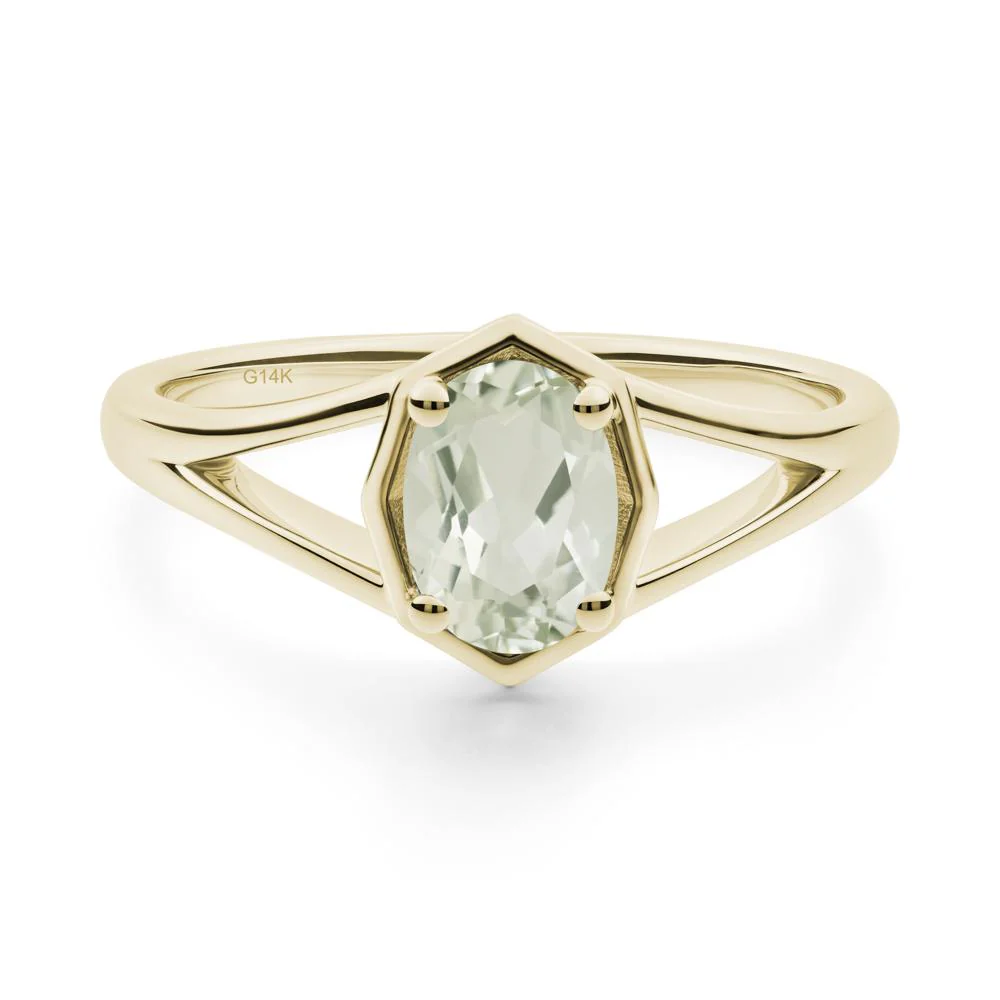 Solitaire Green Amethyst Ring with Octagon Frame - Image 5