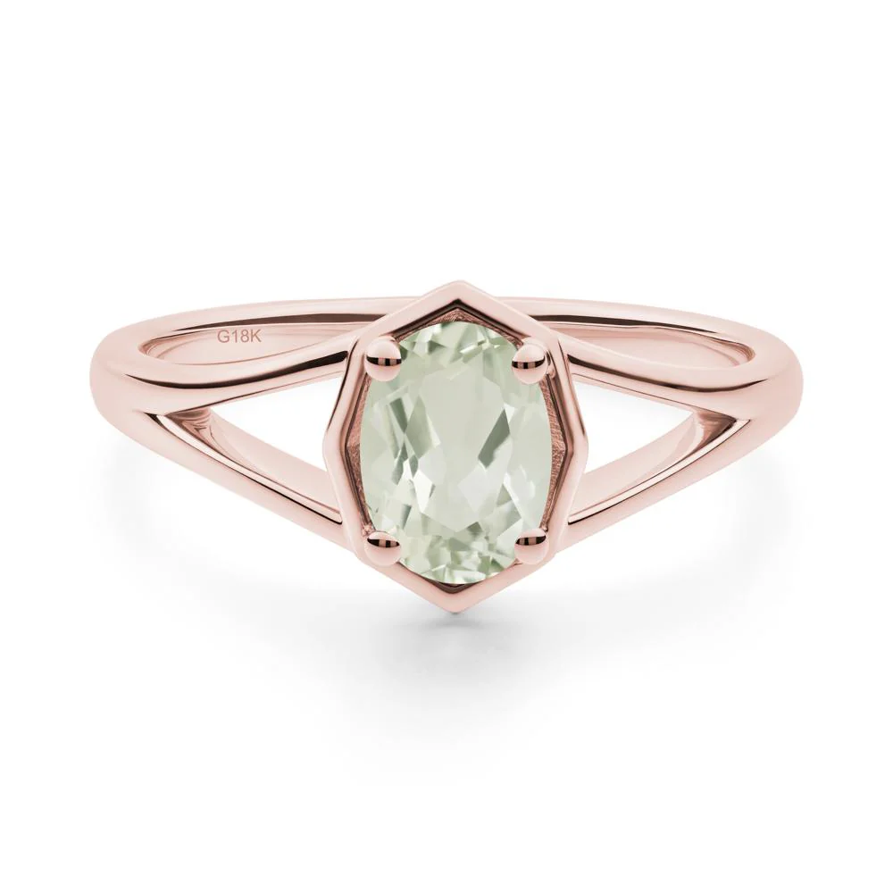 Solitaire Green Amethyst Ring with Octagon Frame - Image 7