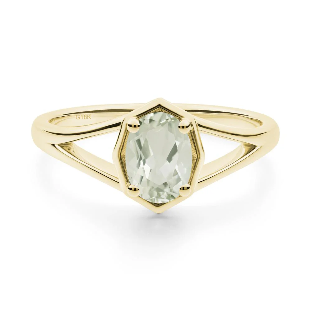 Solitaire Green Amethyst Ring with Octagon Frame - Image 8