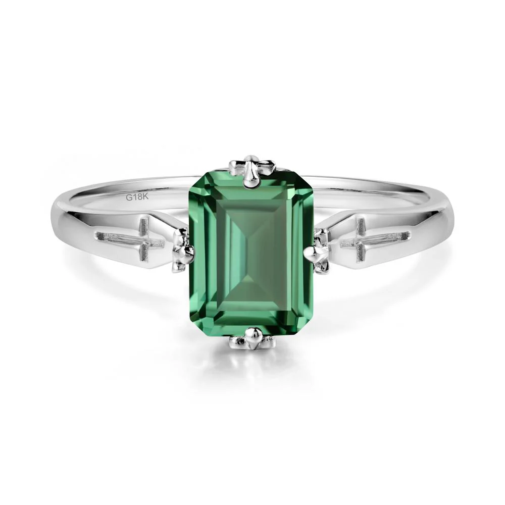 Solitaire Green Sapphire Gothic Cross Ring - Image 6